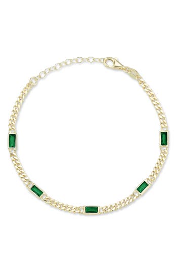 Sphera Milano 14k Gold Plate Sterling Silver Curb Cz Station Bracelet In Multi