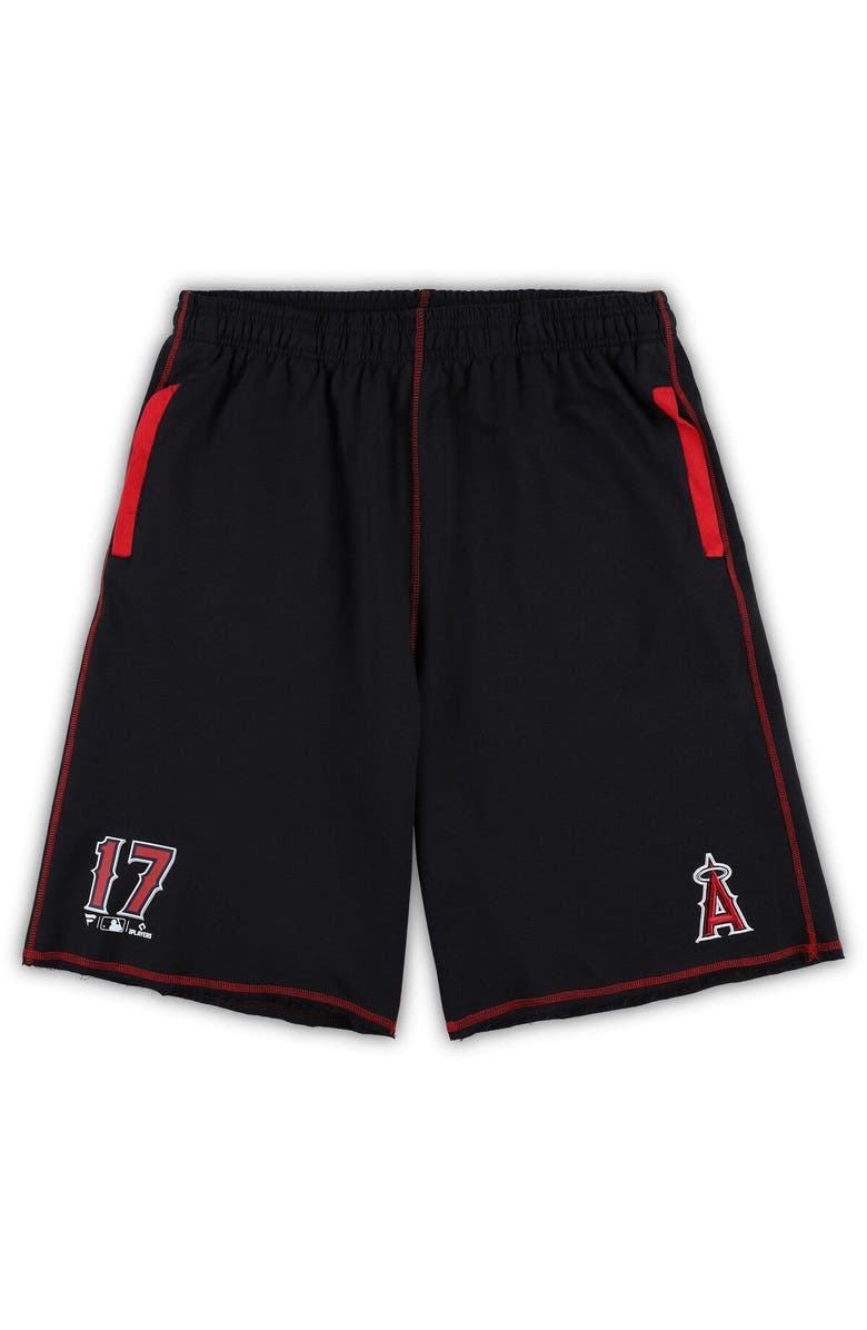 PROFILE Men's Shohei Ohtani Black Los Angeles Angels Big & Tall Stitched Double-Knit Shorts, Main, color, 