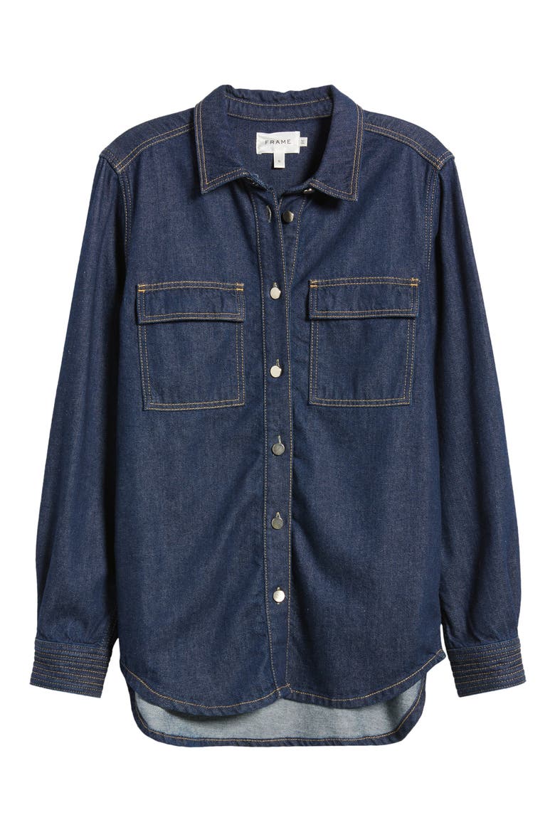 The Trapunto Denim Overshirt, Alternate, color, RINSE
