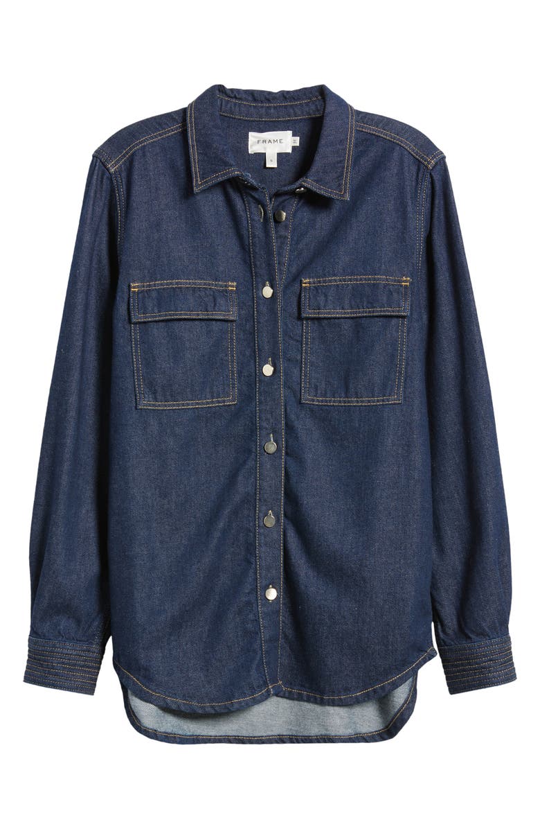 FRAME The Trapunto Denim Overshirt, Alternate, color, Rinse