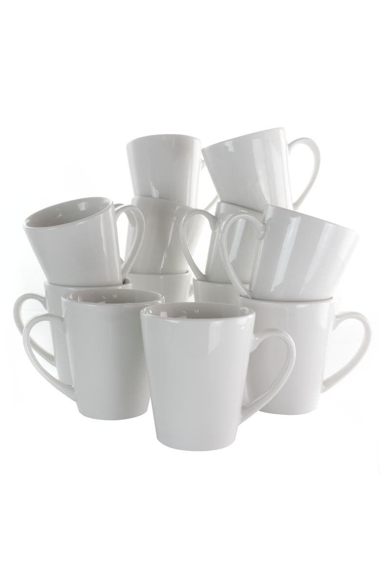 Holt 12 Piece 10 Ounce Porcelain Mug Set, Main, color, White