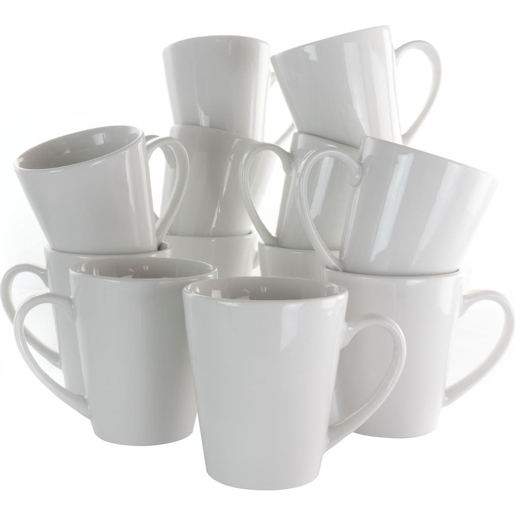 Elama Holt 12 Piece 10 Ounce Porcelain Mug Set In White