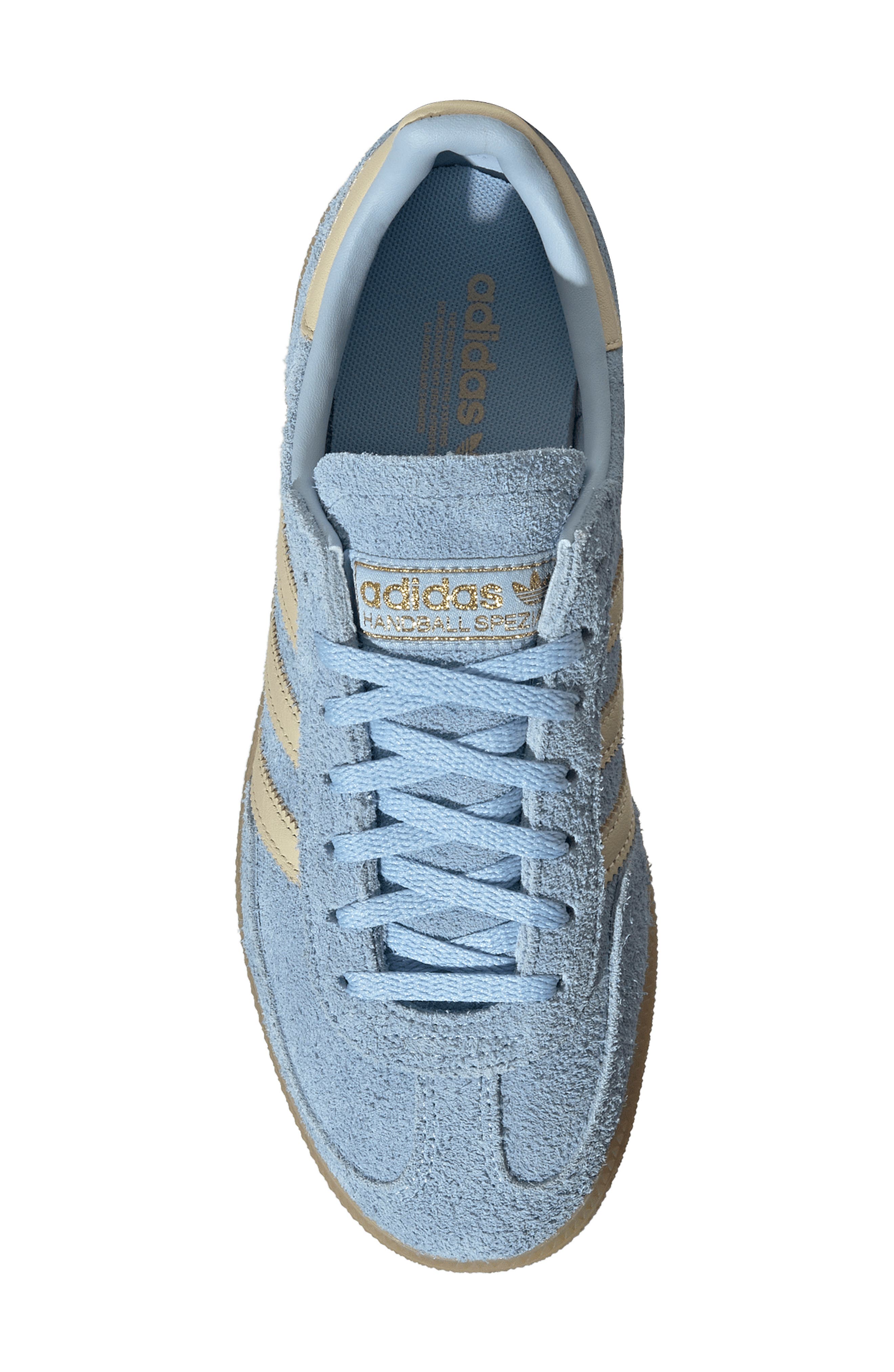 adidas Handball Spezial Sneaker, Alternate, color, Clear Sky/ Vanilla/ Gold