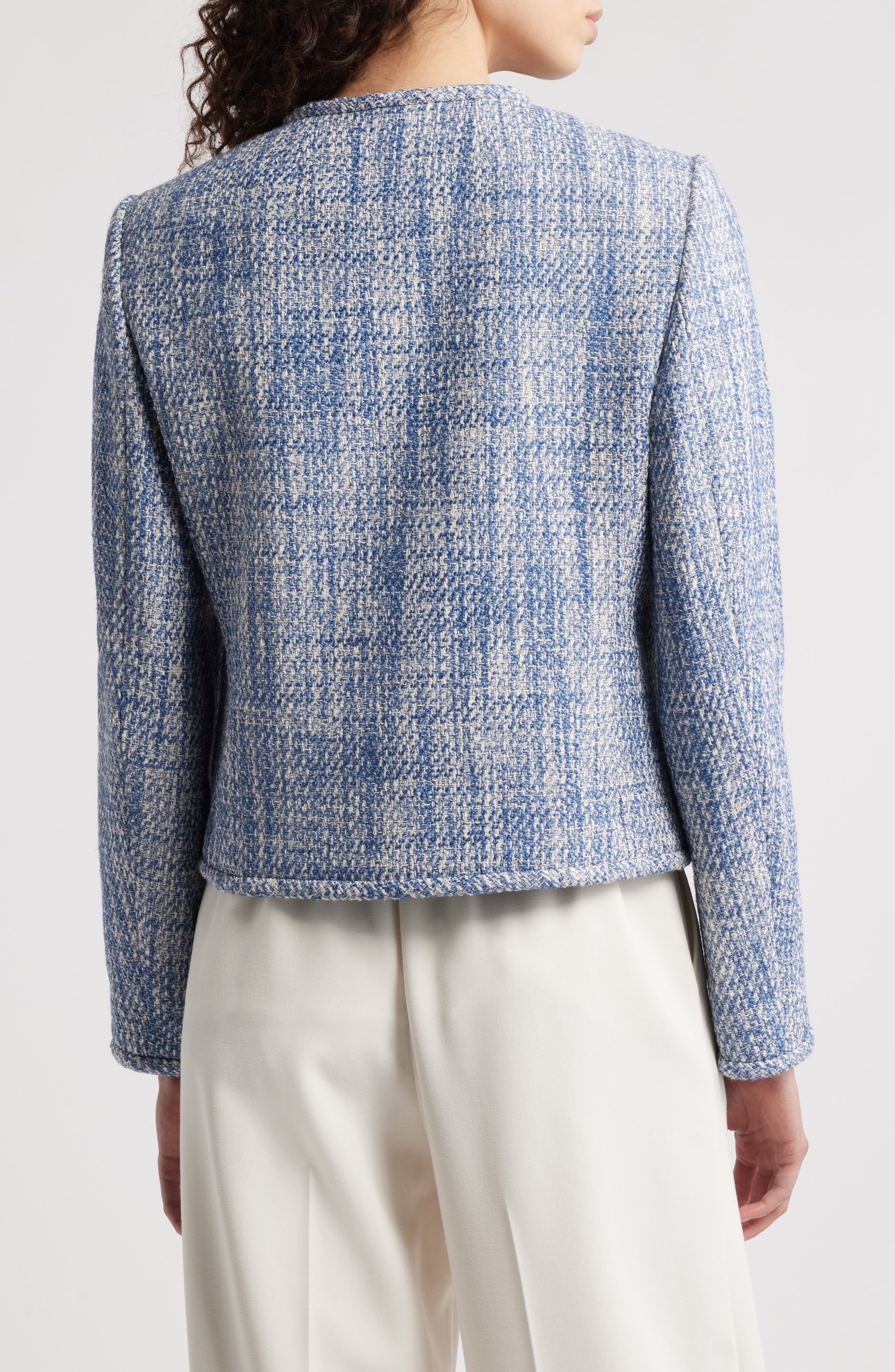 Cotton Tweed Collarless Jacket - image 2