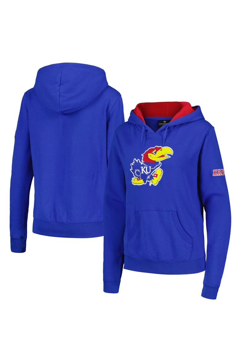 Women's Stadium Athletic Royal Kansas Jayhawks Big Logo Pullover Hoodie, Main, color, Royal