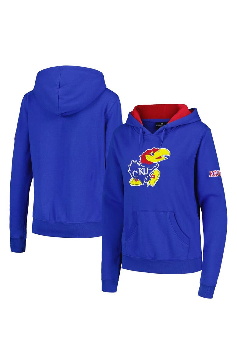 STADIUM ATHLETIC Women's Stadium Athletic Royal Kansas Jayhawks Big Logo Pullover Hoodie, Main, color, Royal
