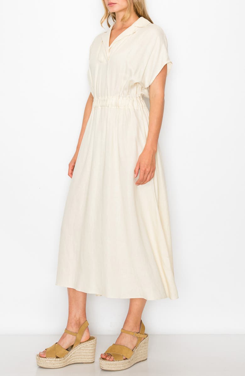 MELLODAY Notch Collar Short Sleeve Midi Dress, Alternate, color, 