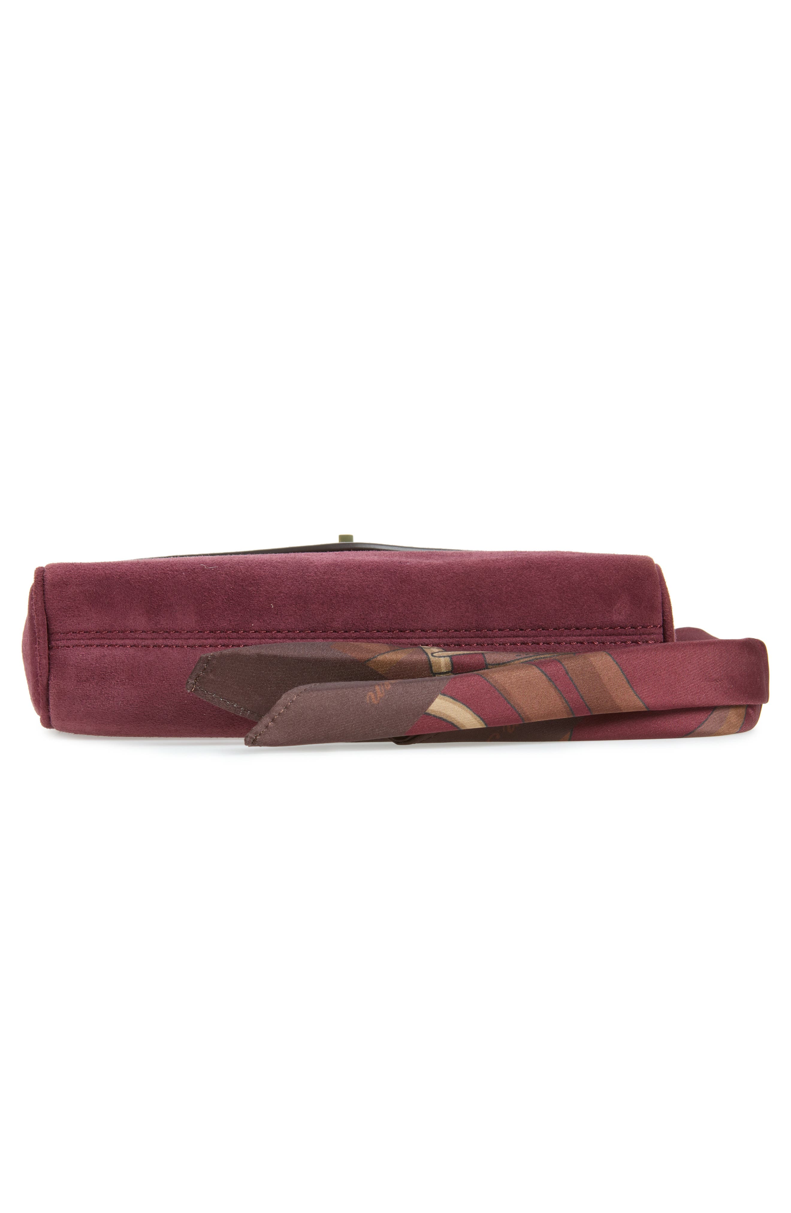 Small Suede Flap Crossbody Bag with Scarf, Alternate, color, DK GRNT/ URBAN BLTNG/ GRNT