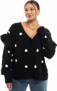 June + Vie Ruffle-Sleeve Cardigan