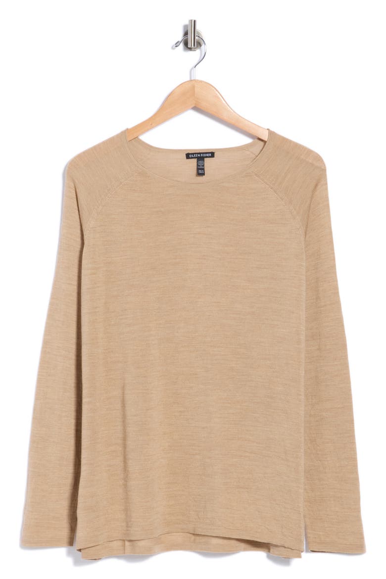 Merino Wool Crewneck Sweater, Main, color, BISCUIT