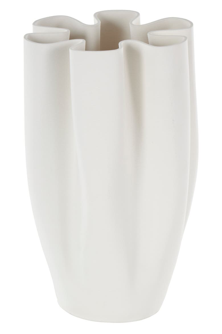 Fluted Ceramic Vase, Main, color, WHITE
