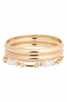 Faux Pearl Bangle Bracelet