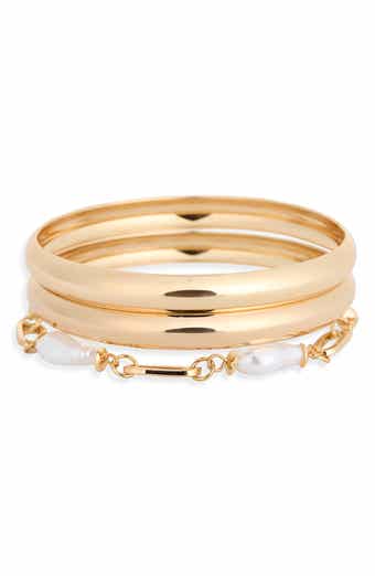 Faux Pearl Bangle Bracelet