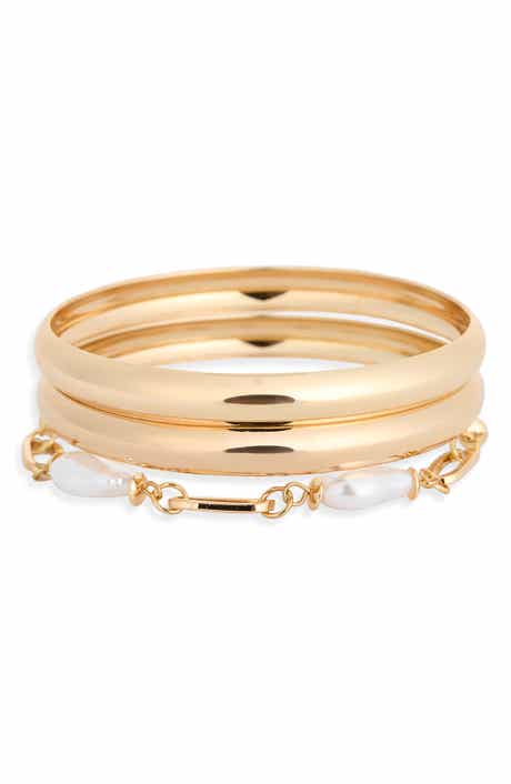 Faux Pearl Bangle Bracelet