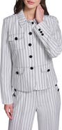 KARL LAGERFELD PARIS Stripe Linen Blend Jacket