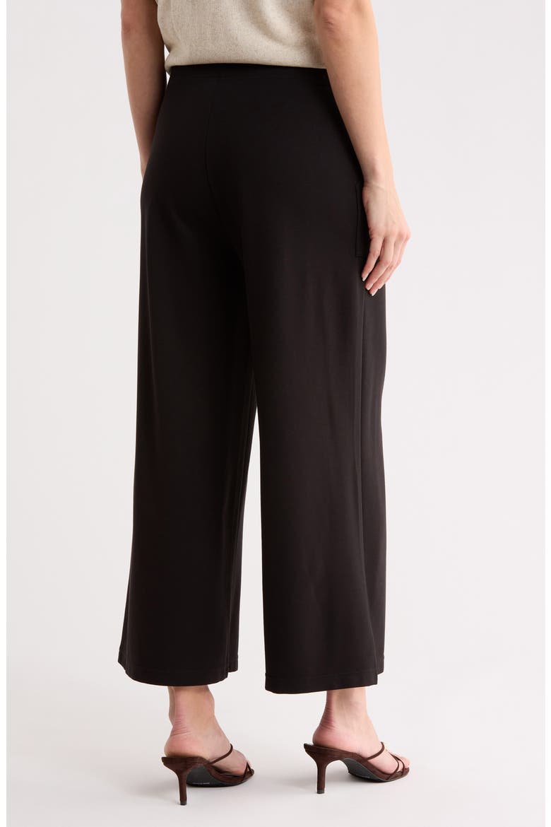 Ponte Crop Wide Leg Pull-On Pants, Alternate, color, BLACK