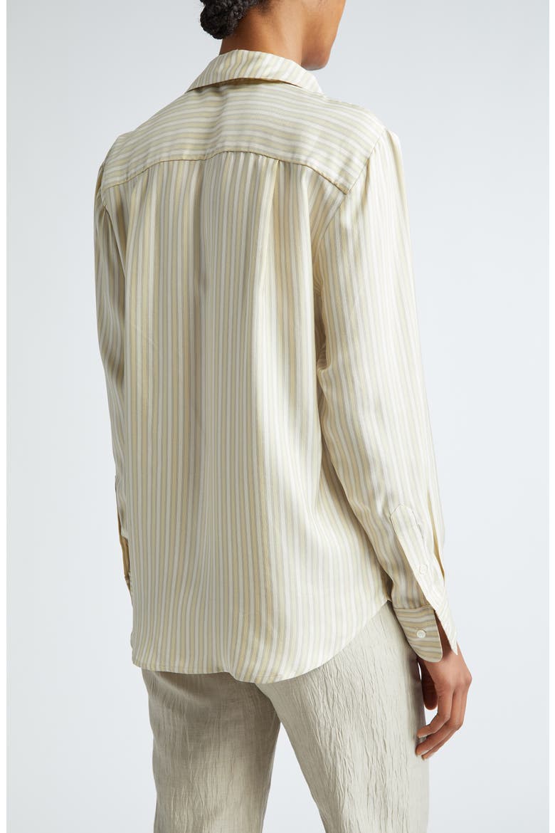 Lorenzo Stripe Silk Button-Up Shirt, Alternate, color, YELLOW