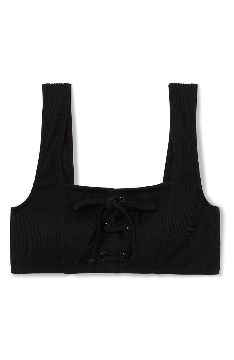 Reiss Dee Rib Bikini Top, Alternate, color, Black