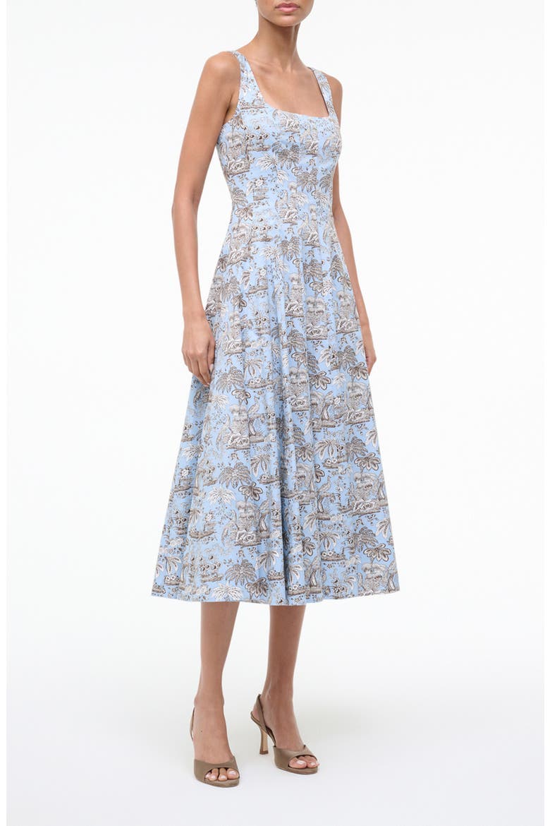 Wells Poplin Midi Dress, Alternate, color, SKY TOILE