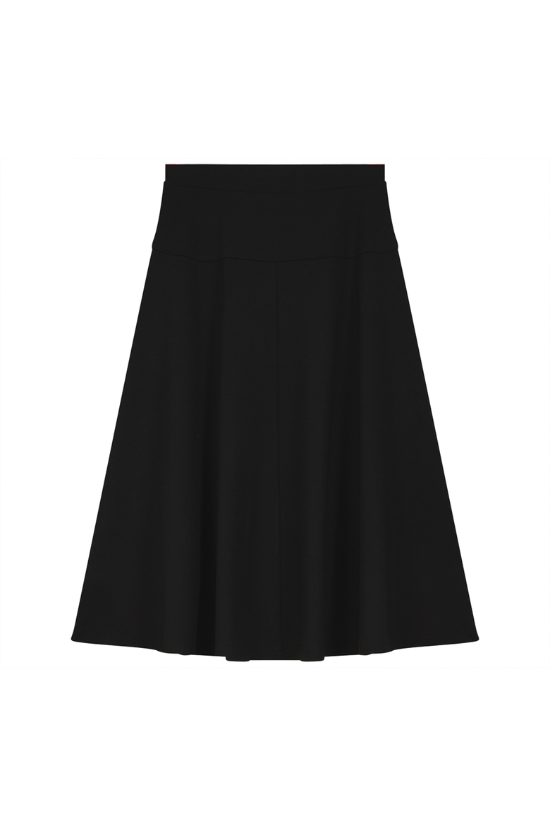 A-Line Elastic Waistband Flared Knit Skirt, Main, color, Black