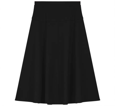 A-Line Elastic Waistband Flared Knit Skirt
