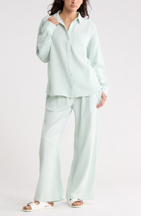 Relaxed Long Sleeve Cotton Gauze Shirt