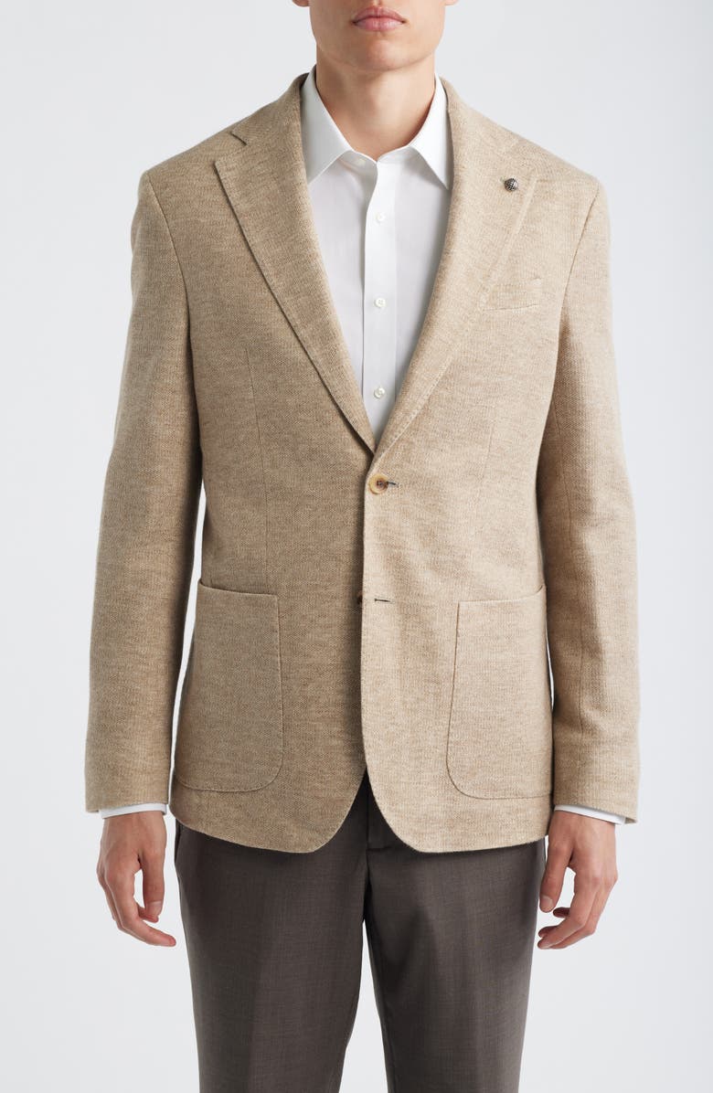 Jack Victor Hampton Tan Knit Cotton & Linen Sport Coat, Alternate, color,