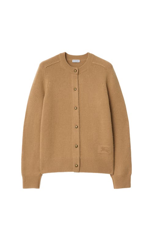 Burberry Cashmere Ekd-embroidered Cardigan In Brown