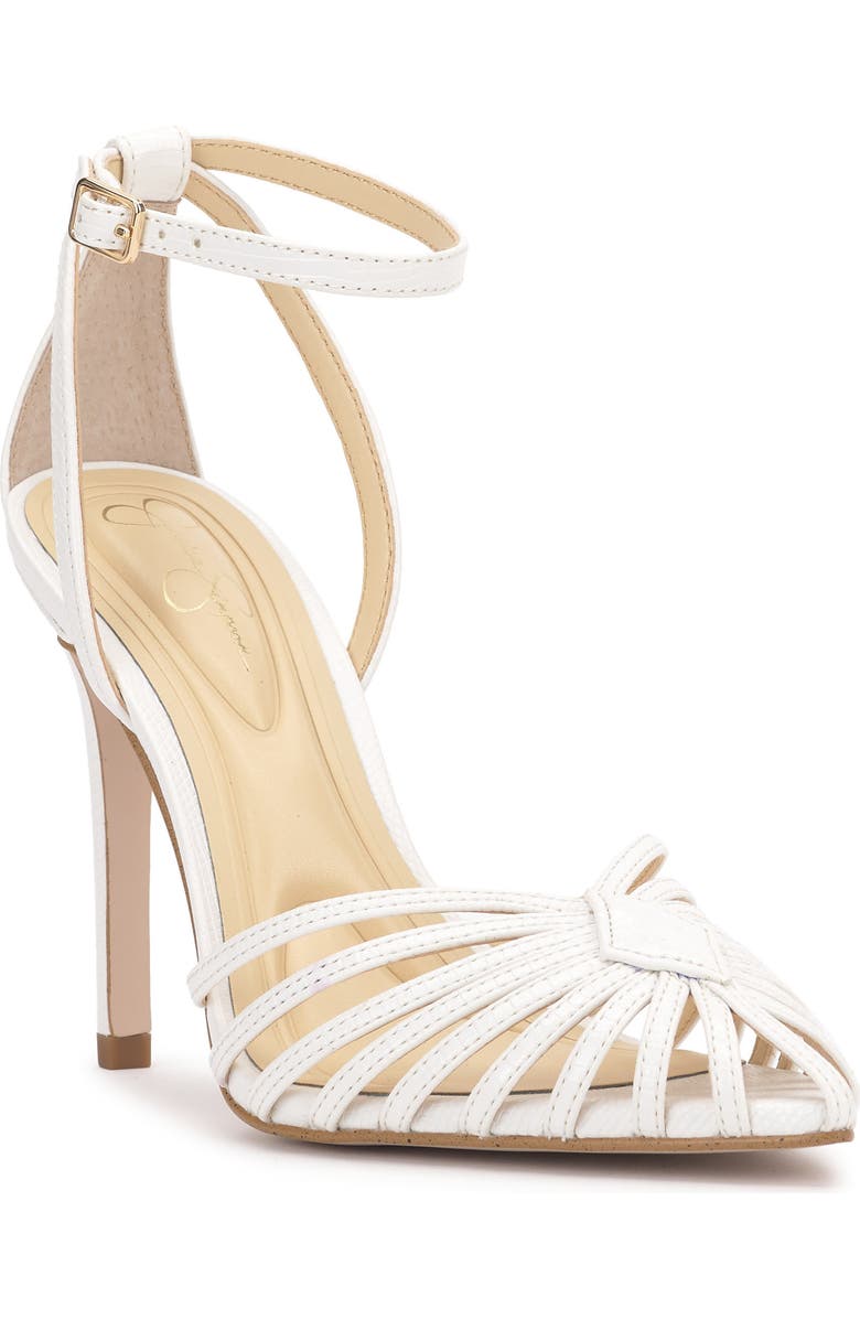 Jessica Simpson Paveri Ankle Strap Pointed Toe Pump, Main, color, White 02