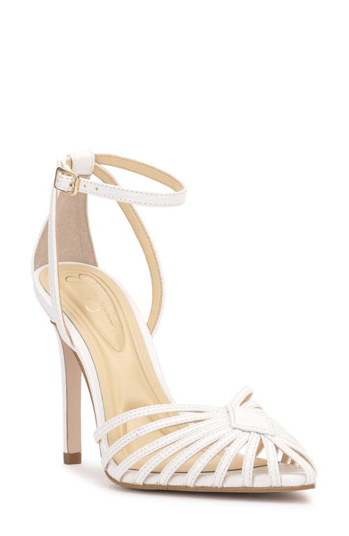 Jessica Simpson Paveri Ankle Strap Pointed Toe Pump In White