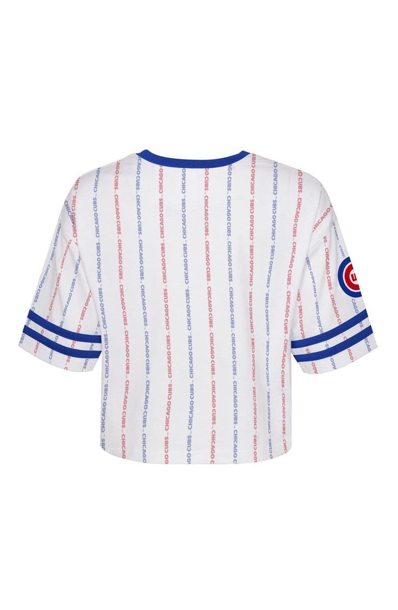 Outerstuff Girls Youth White Chicago Cubs Ball Striped T-Shirt, Alternate, color, 
