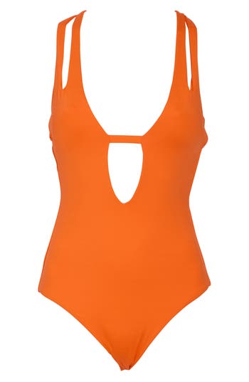 Becca Deep V-neck Teardrop One-piece Swimsuit