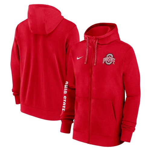 NIKE NIKE SCARLET OHIO STATE BUCKEYES 2024 SIDELINE FULL-ZIP HOODIE