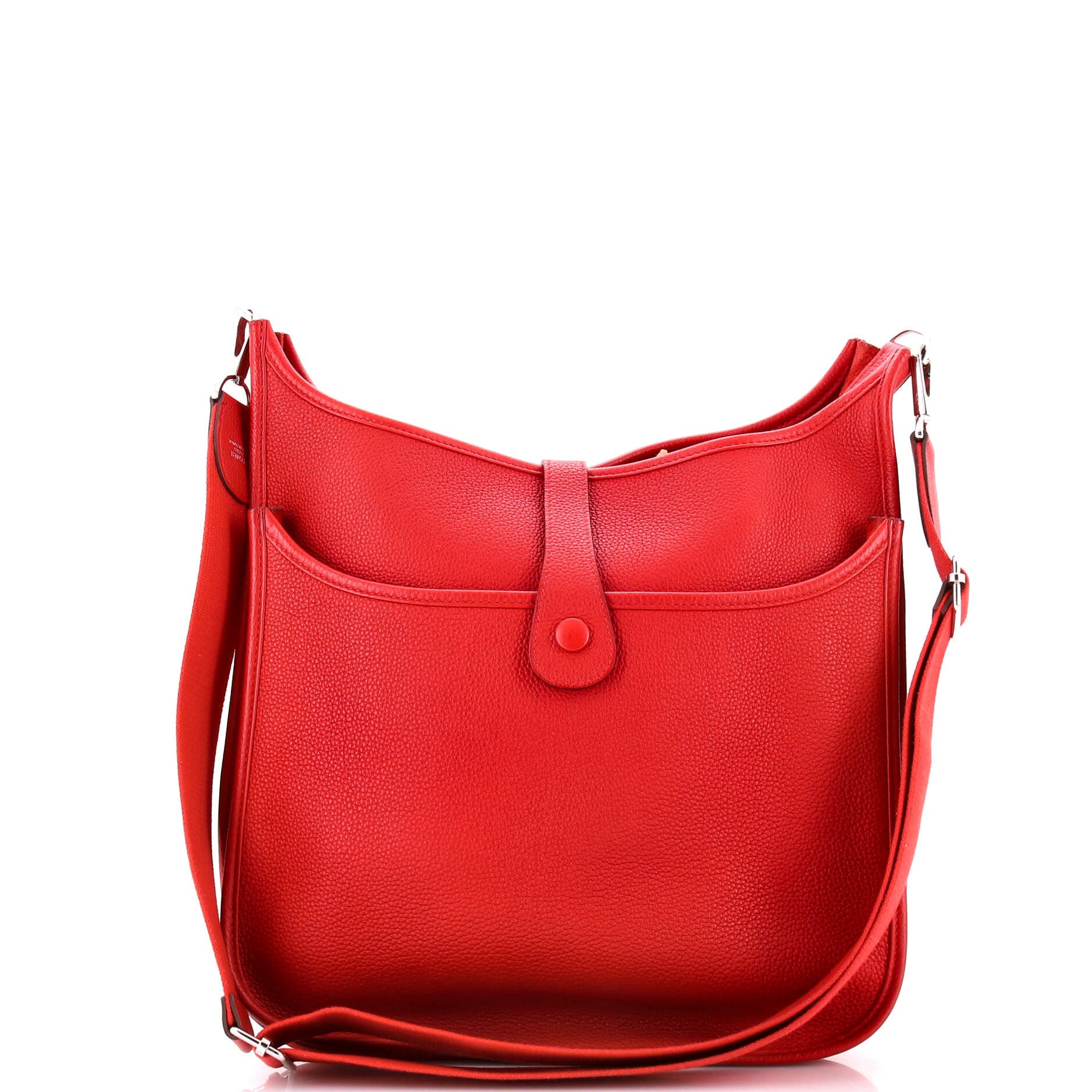 Pre-Owned Hermes Evelyne Bag Gen III Clemence GM, Alternate, color, Rouge Casaque