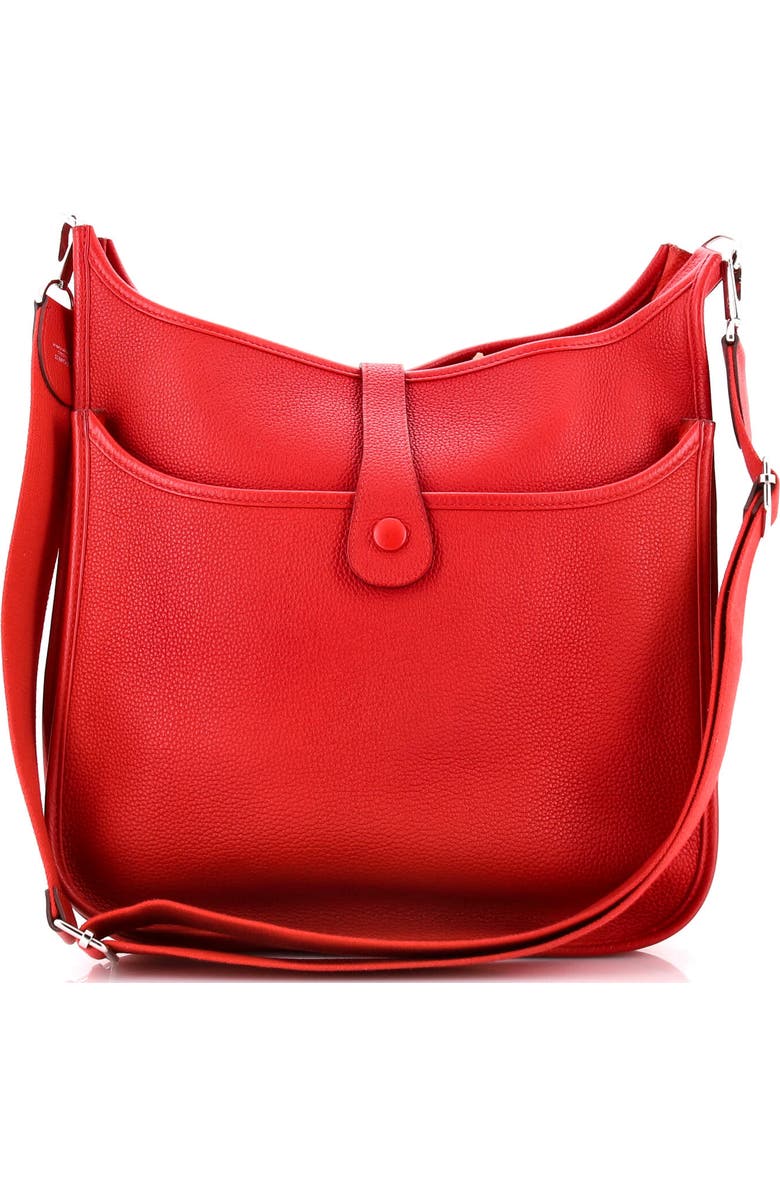 Pre-Owned Hermes Evelyne Bag Gen III Clemence GM, Alternate, color, Rouge Casaque