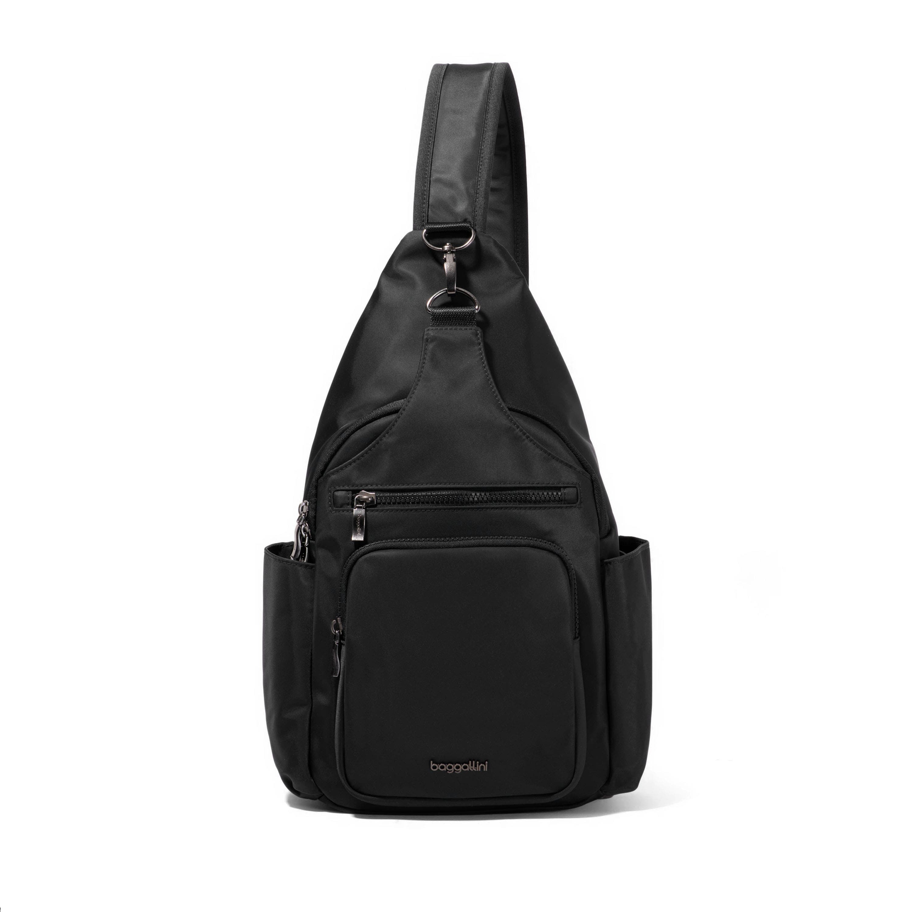 BAGGALLINI Central Park Large Sling Bag, Main, color, Black Twill