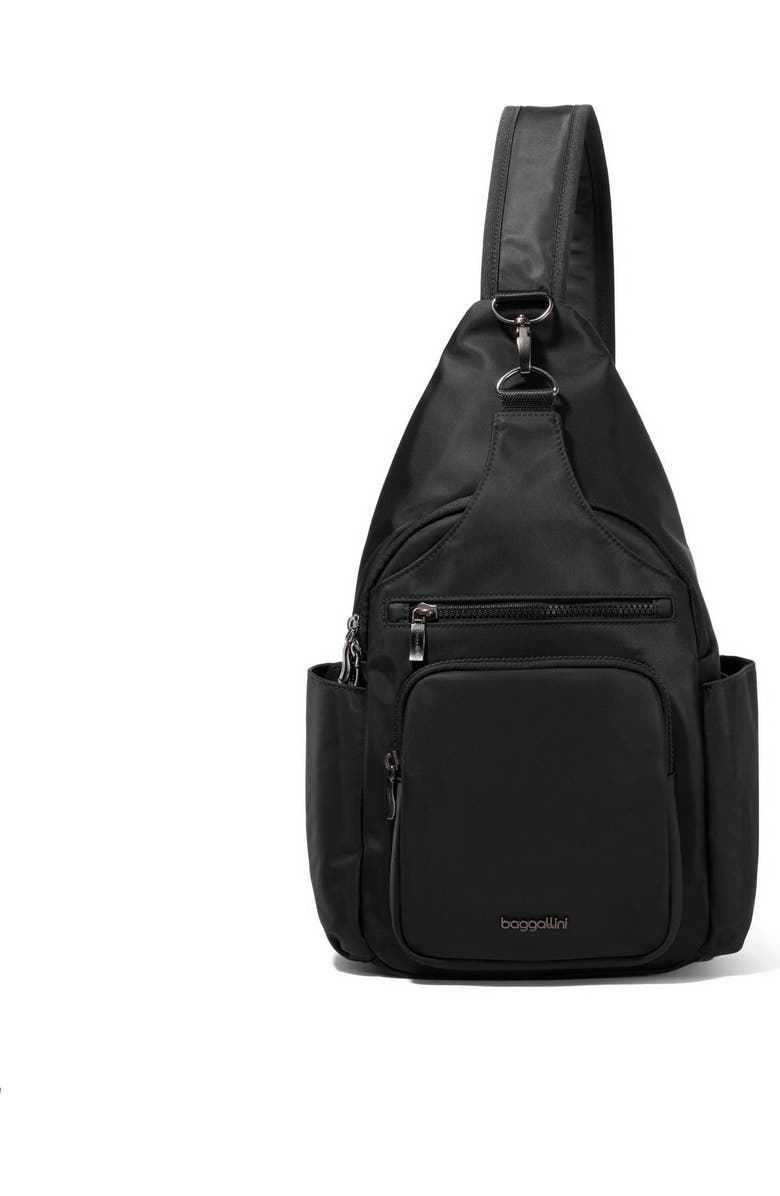 BAGGALLINI Central Park Large Sling Bag, Main, color, Black Twill