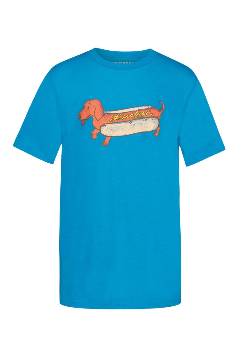 Kids' Hot Dog Graphic T-Shirt, Main, color, BLUE JAY