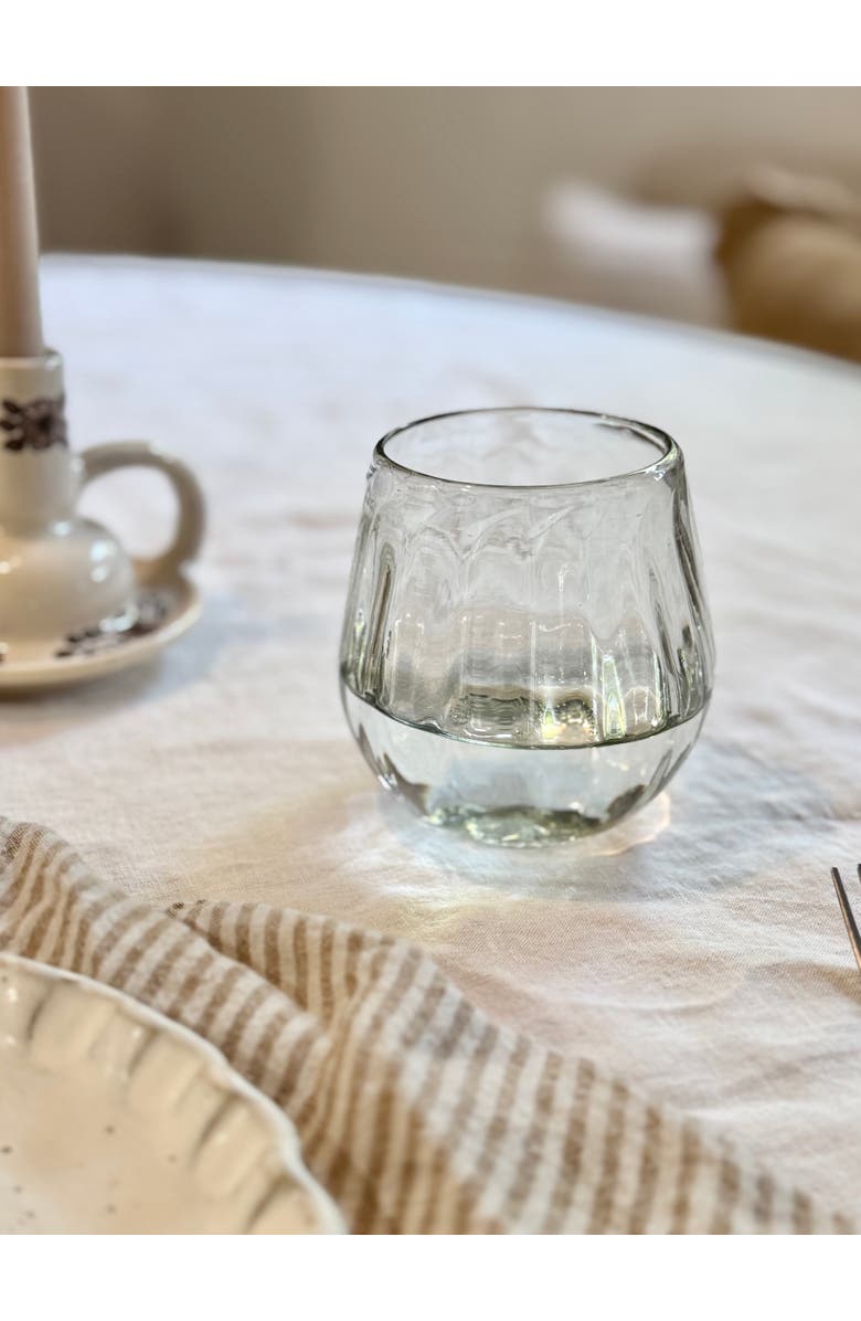 Villa Lua Home Handblown Oval Fluted Glass - Set of 2, Alternate, color, Clear