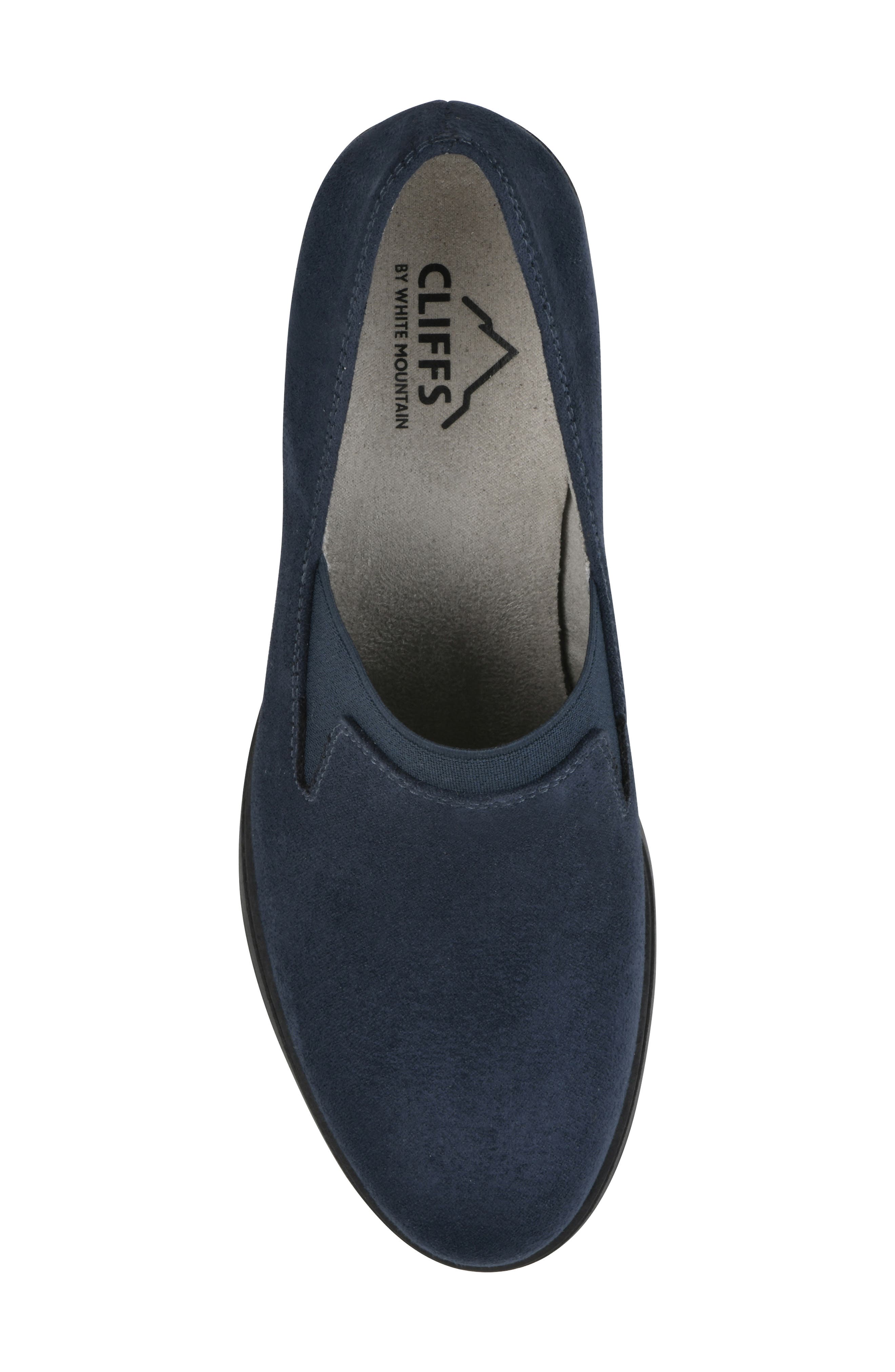 CLIFFS BY WHITE MOUNTAIN Hunton Block Heel Loafer Pump - Wide Width, Alternate, color, Navy Suedette
