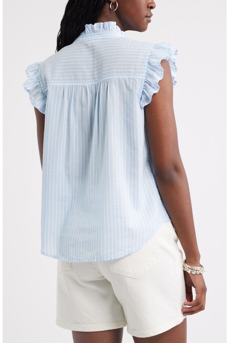 Ruffle Sleeve Cotton Blend Top, Alternate, color, BLUE PENNY STRIPE