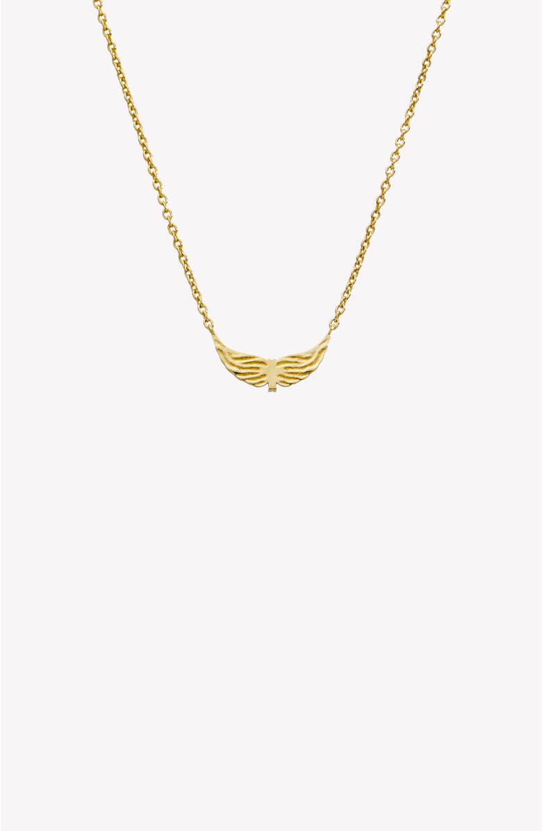 Rizen Jewelry Divine Wings Mini Cross Necklace, Alternate, color, 18K Gold Plated