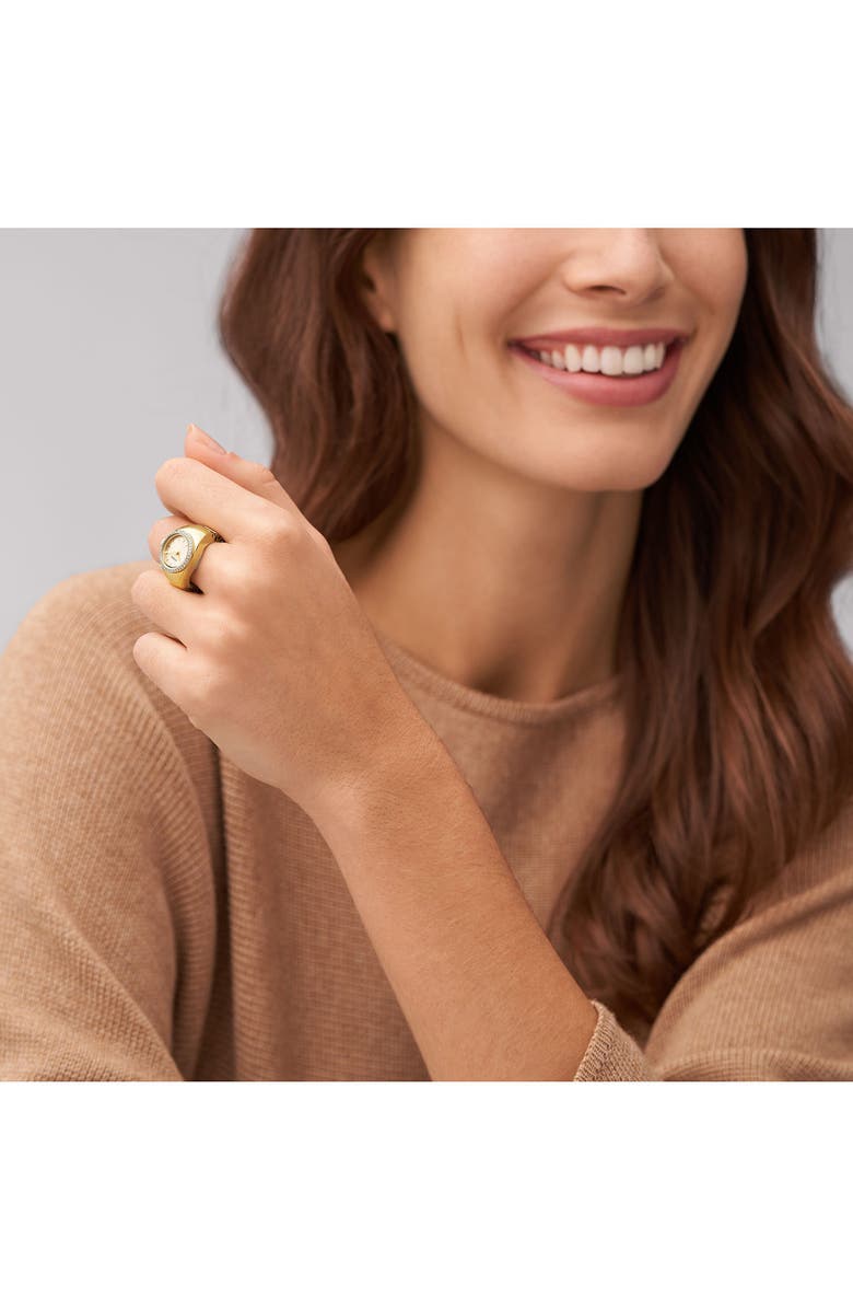 Fossil Glitz Crystal Ring Watch, 15mm, Alternate, color, Gold