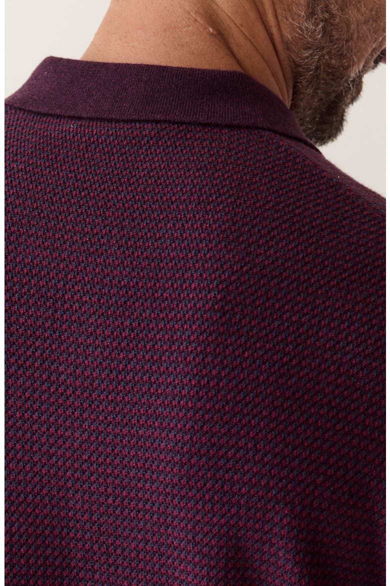 Liam Johnny Collar Polo Sweater, Alternate, color, BURGUNDY