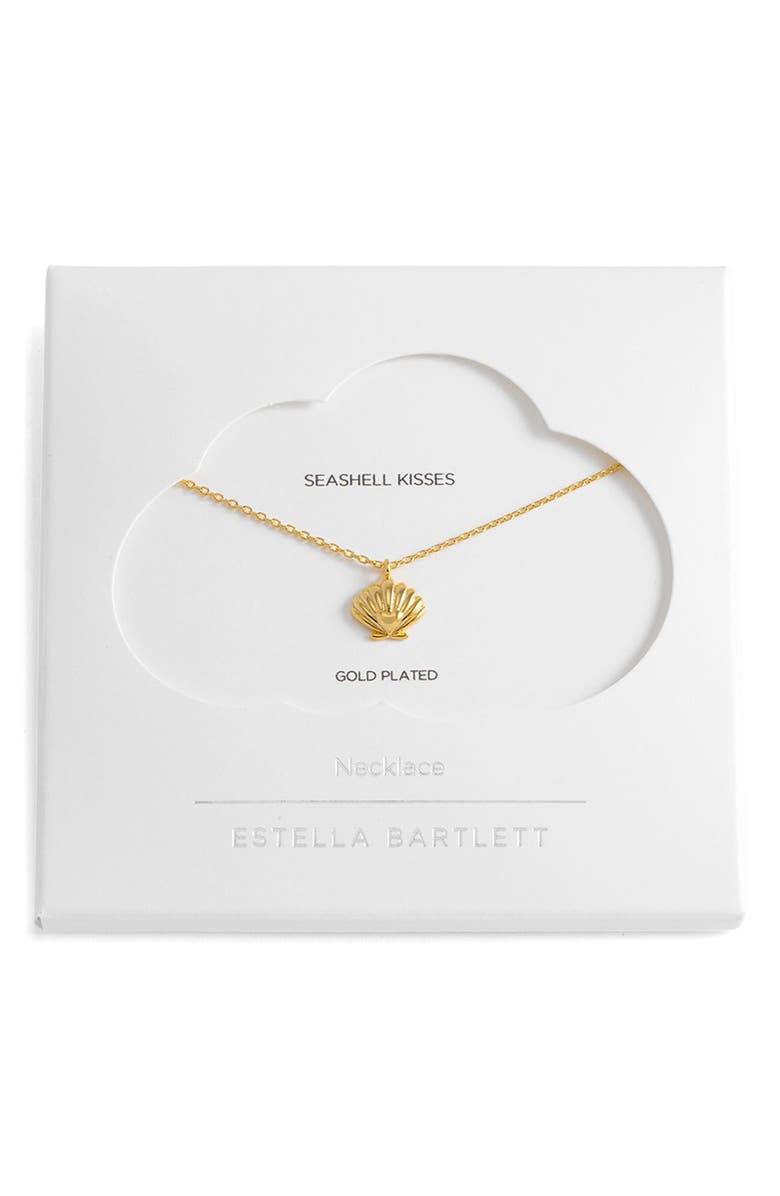 Estella Bartlett Scallop & Heart Pendant Necklace, Alternate, color, Gold