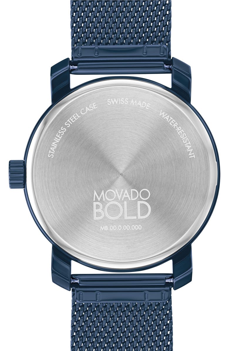 Movado Bold Access Mesh Strap Watch, 41mm, Alternate, color, Grey/ Blue
