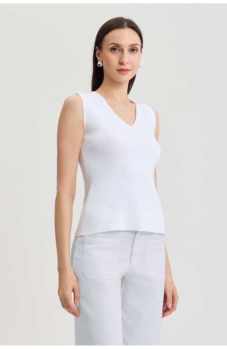 Ming Wang Family Savvy V-Neck Soft Knit Tank, Alternate, color, White