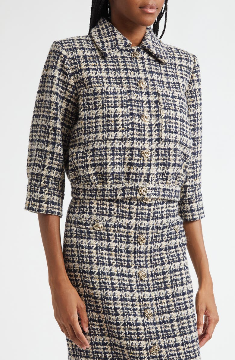 L'AGENCE Jia Crop Tweed Jacket, Alternate, color, Midnight Multi Tweed
