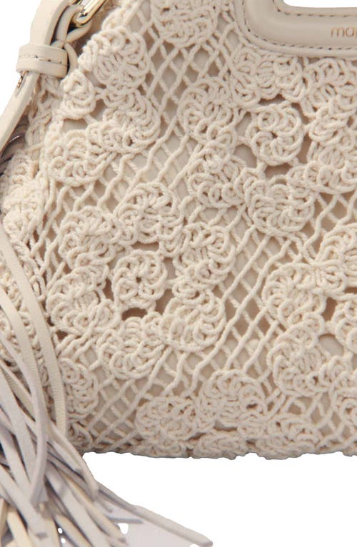 Maje Crochet-knit Mini Miss M Bag In Ecru