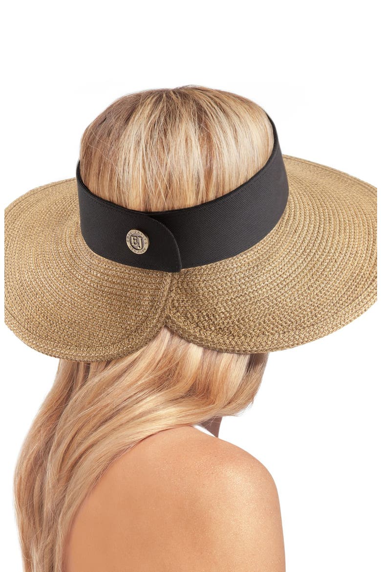 Squishee® Straw Halo Hat, Alternate, color, NATURAL/ BLACK